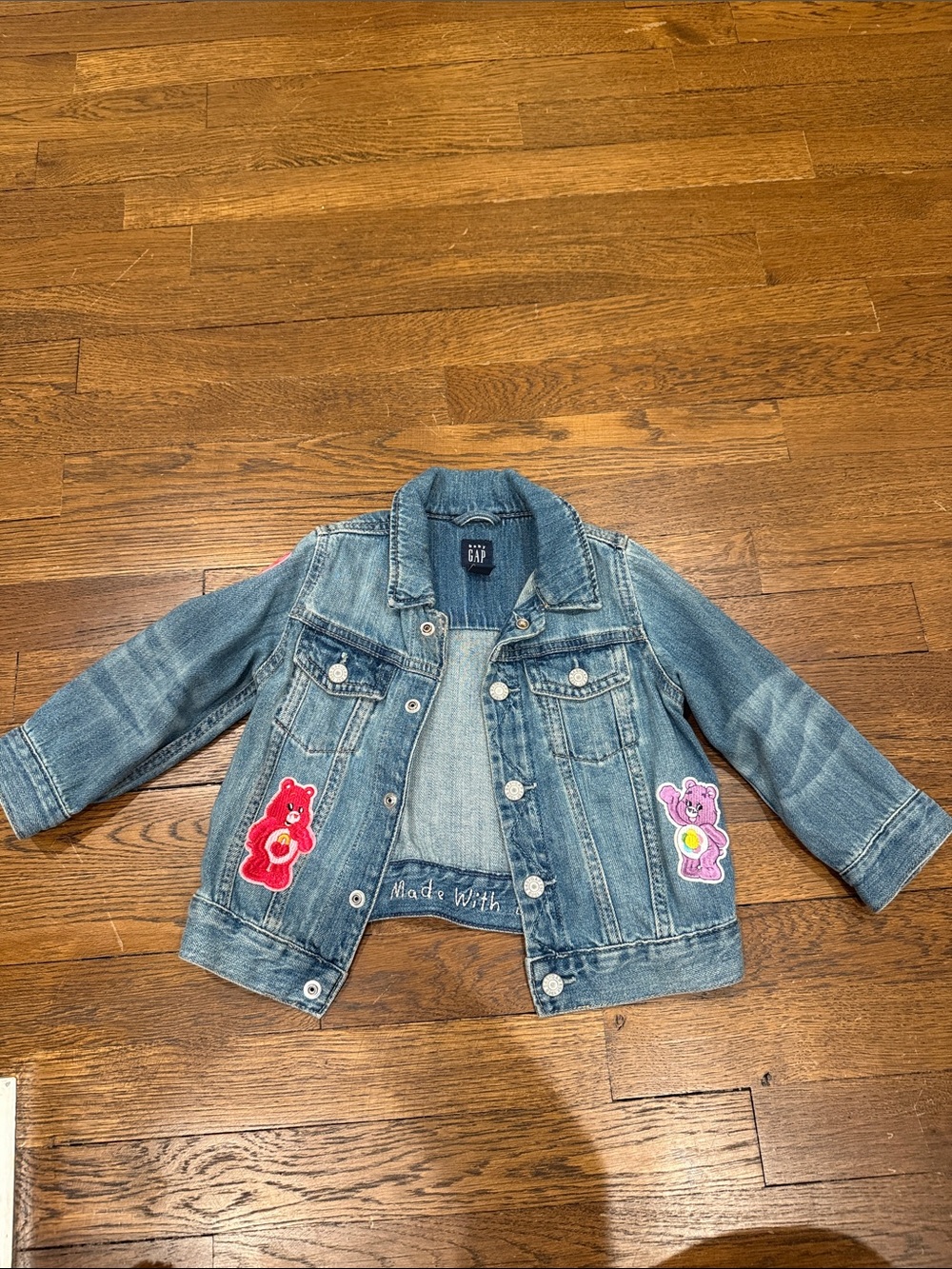 Custom GAP Kids Denim Jacket with Pink & Red Bear Patches